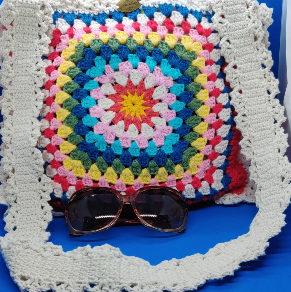 %100 Handmade Crochet  Boho Vintage Style🧶Tote Shoulder Women's Bag - Picture 12 of 16